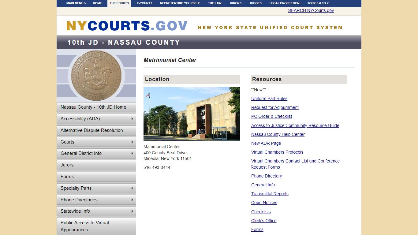 Matrimonial Center - Nassau - 10th JD | NYCOURTS.GOV